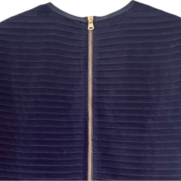 J. Crew Tier-Pleated Chiffon Short Sleeved Shift Dress B9434 - Navy - 2 - Picture 8 of 12